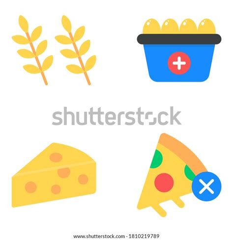 Pack Healthy Eating Flat Icons Stock Vector Royalty Free