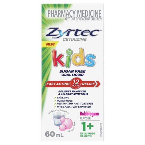 Buy Zyrtec Kids Antihistamine Allergy And Hayfever Oral Liquid Bubblegum