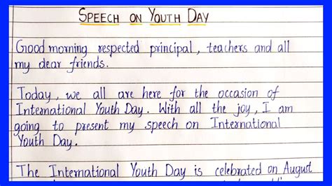 Speech On Youth Day Essential Essay Writing International Youth