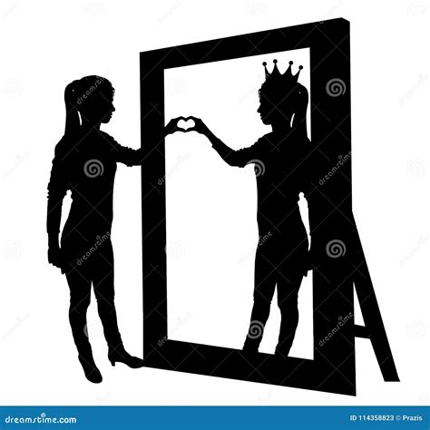 Narcissistic Man And Woman Character Looking In Mirror And Admiring Of