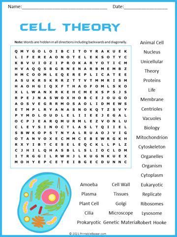 Cell Theory Word Search Puzzle Worksheets Library