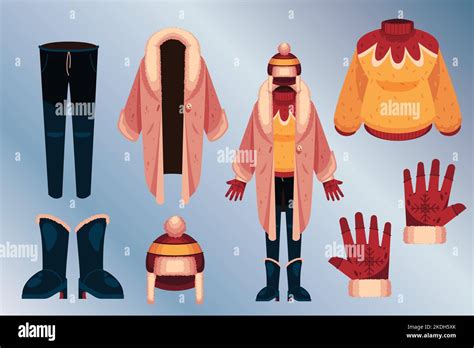 Hand Drawn Flat Winter Clothes Essentials Collection Vector Design