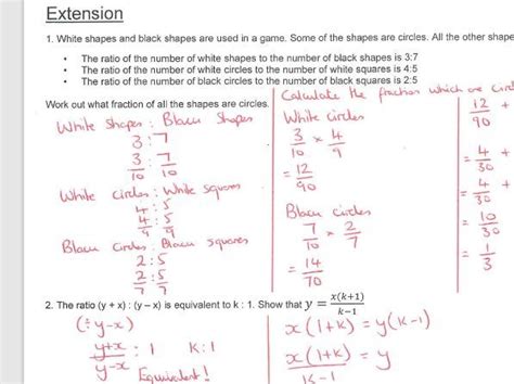 Gcse Ratio With Extension And Answers Teaching Resources