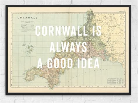 Vintage Cornwall Map Cornwall Is Always A Good Idea Etsy