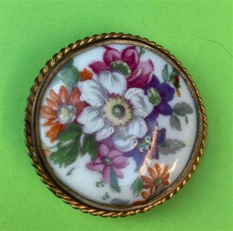 Ancienne Broche Cam E Motif Fleurs Sign Limoges France Eur