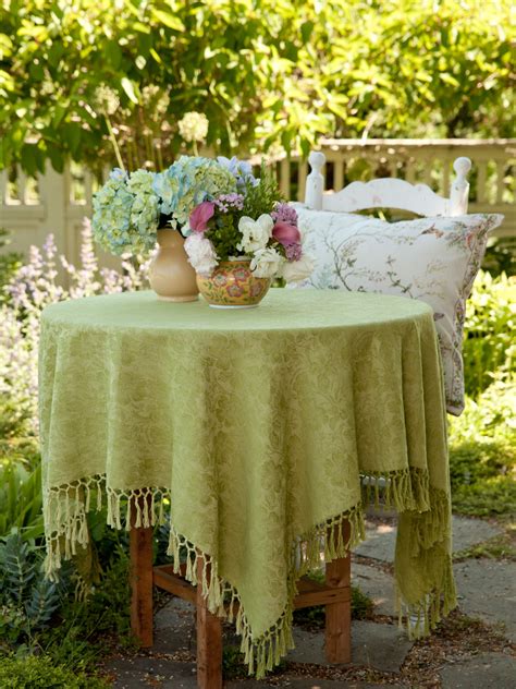 Peony Jacquard Tablecloth - Green | Linens & Kitchen, Tablecloths ...