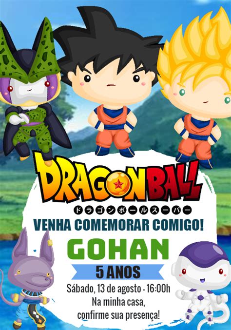 Convite aniversário Dragon Ball Z Edite grátis nosso editor