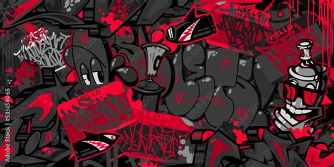 Dark Black Trendy Abstract Urban Street Art Graffiti Style Vector Illustration Background ...