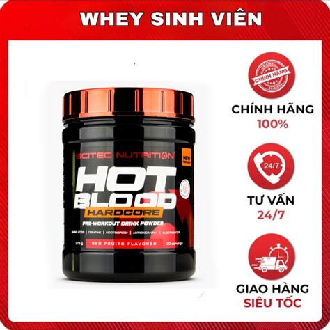 HOT BLOOD Scitec Hot Blood Hardcore Pre workout Tăng Năng Lượng Sức Mạnh G G