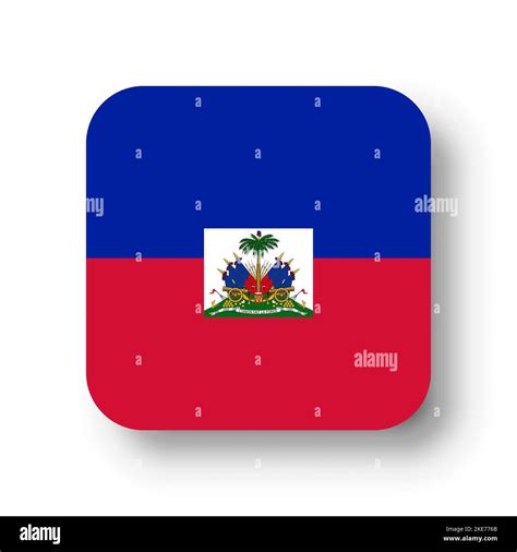 Haiti Flag Flat Vector Square With Rounded Corners And Dropped Shadow