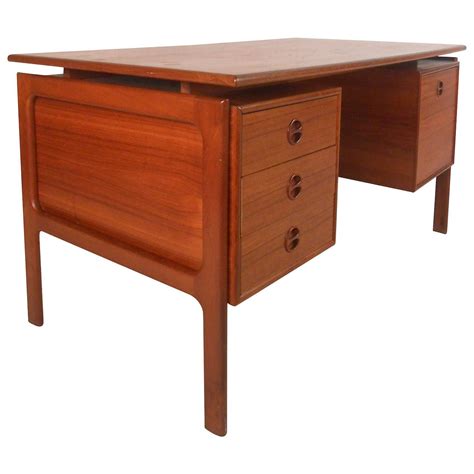 Mid Century Modern Danish Teak Executive Desk From A Unique