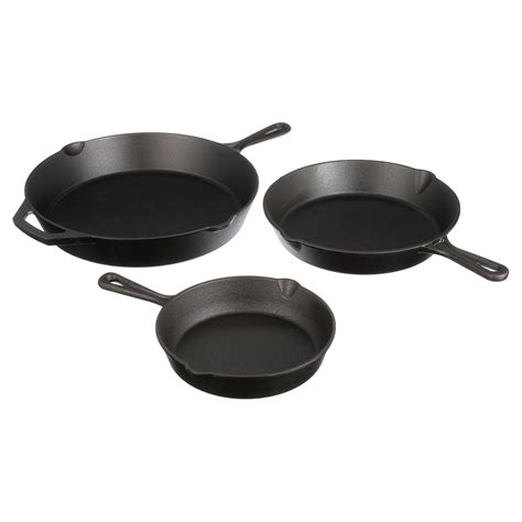 Ozark Trail 3 Piece Cast Iron Skillet Set Pre Seasoned 8 10 5 12