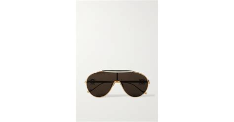 Loewe Spoiler Oversized Aviator Style Gold And Silver Tone Sunglasses In Metallic Lyst