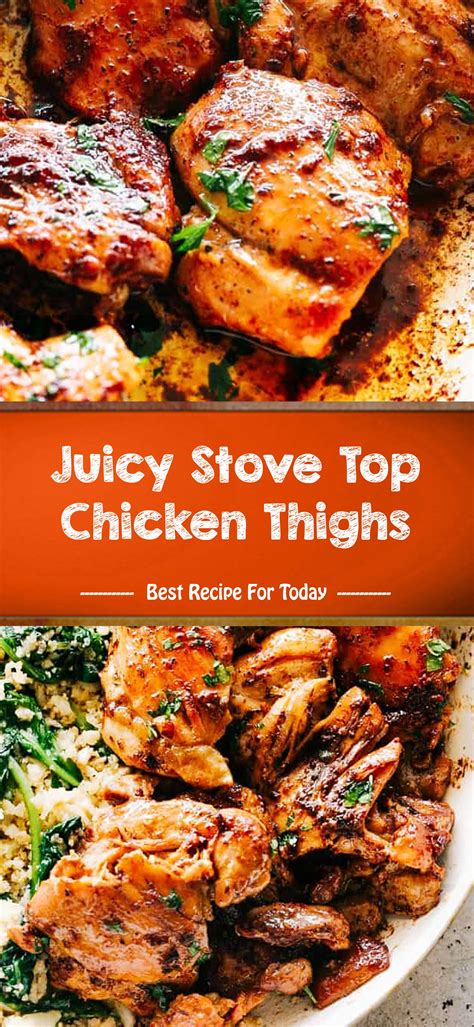 Juicy Stove Top Chicken Thighs Easy Chicken Recipes Healthy Chicken Recipes Chicken Recipes