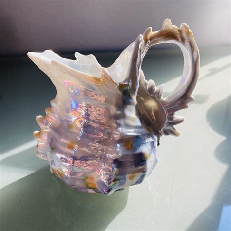 Royal Bayreuth Iridescent 434 Spiky Conch Shell Antique Creamer Blue