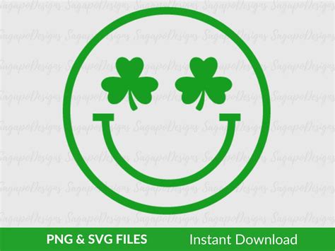 Shamrock Eyes Emoji Svg St Paddys Day Svg Smiley Face Svg St Patricks