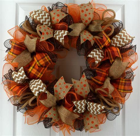 Fall Door Wreath Fall Mesh Wreath Fall Wreath Wreath For