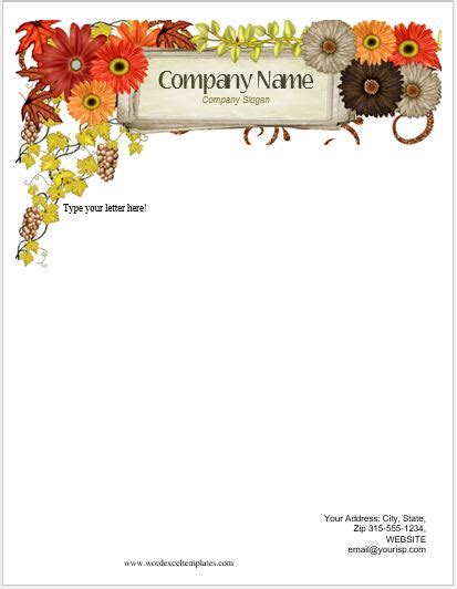 Floral Letterhead Templates For Ms Word Download Editable