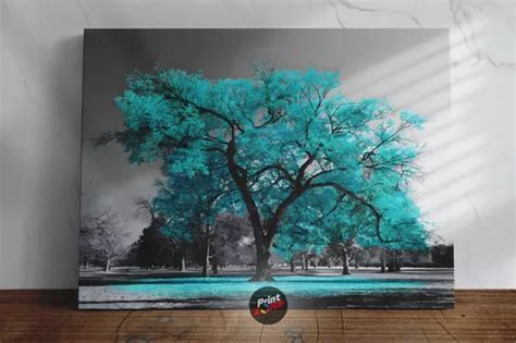 Cuadro Decorativo PRINTZONE Arbol Turquesa Paisaje Exito Contraste