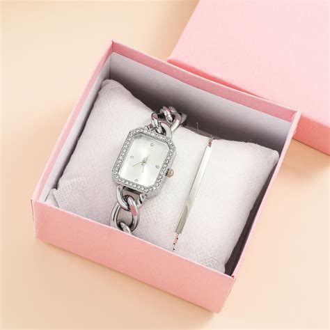 Fancy Womens Watch Silver Bracelet Square Watches For Women Elegant