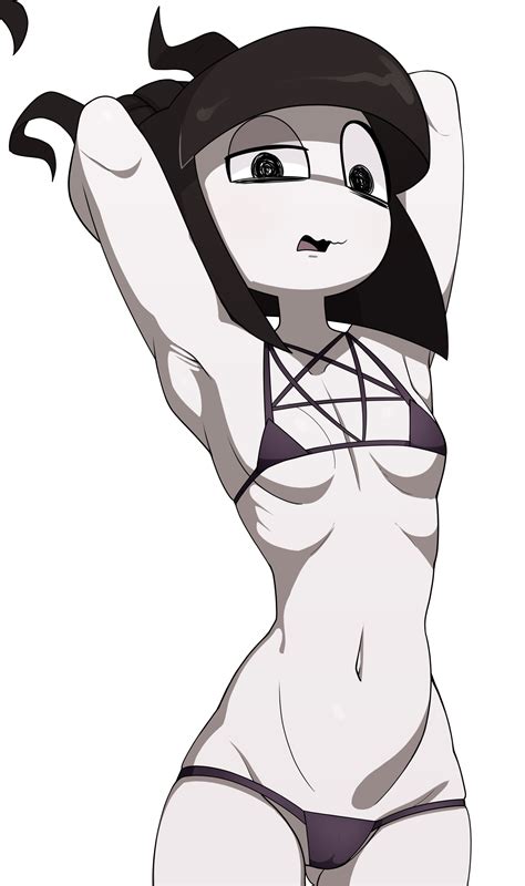 Rule 34 Bikini Creepy Susie Goth Girl Pale Skinned Female Pale Skin Pentagram Bra Pentagram