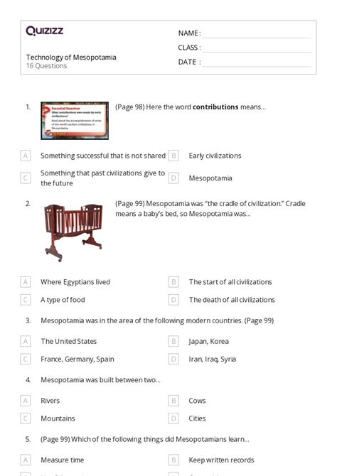 50 Early Mesopotamia Worksheets For 6th Year On Quizizz Free Printable