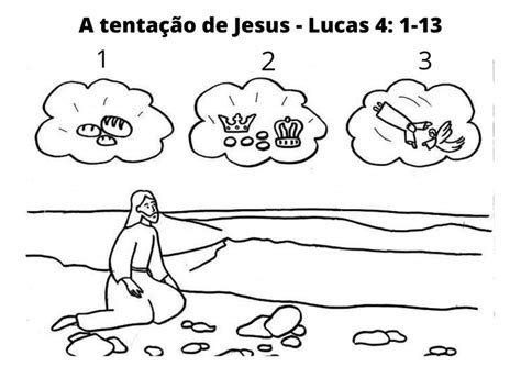 A tentação de Jesus Sunday school activities Jesus coloring pages Jesus