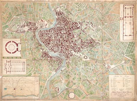 Rome Pianta Topografica Di Roma Moderna Estratta Dalla Grande Del