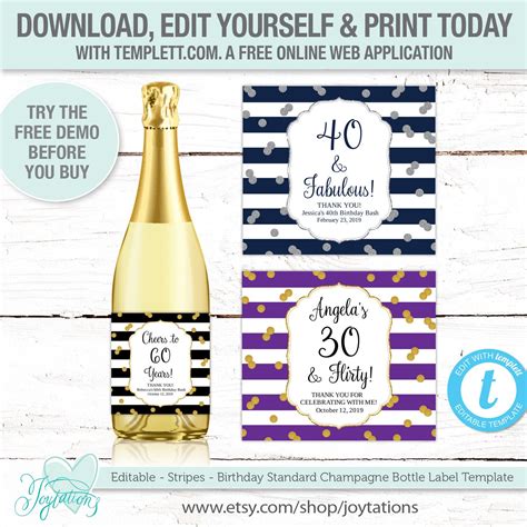 Champagne Bottle Label Template