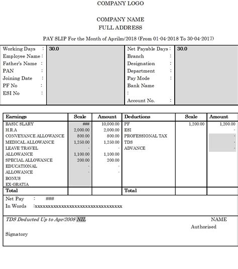 Salary Slip Format Free Excel And Word Templates