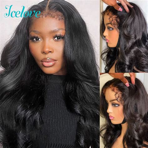 4c Kinky Edges Body Wave 13x44x4 Hd Lace Front Human Hair Wigs With