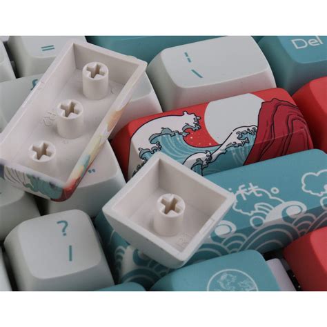 Buy Keycaps Pbt Heat Sublimation Xda Profile Japanese Ukiyo E Coral