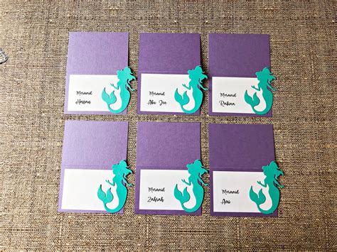 Mermaid Place Cards Mermaid Party Decorations Mermaid Food Etsy