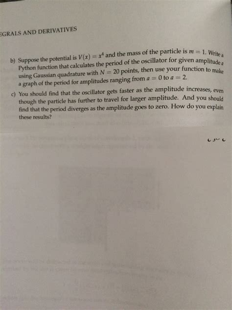 Solved Exercise Period Of An Anharmonic Oscillator The Chegg