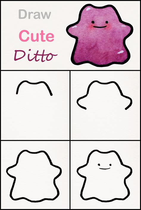 Learn How To Draw Ditto From Pokémon Go Step By Step ♥ Very Simple