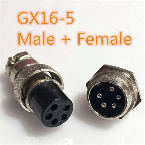 1set Gx16 5 Pin Male Female Diameter 16mm Wire Panel Connector L73