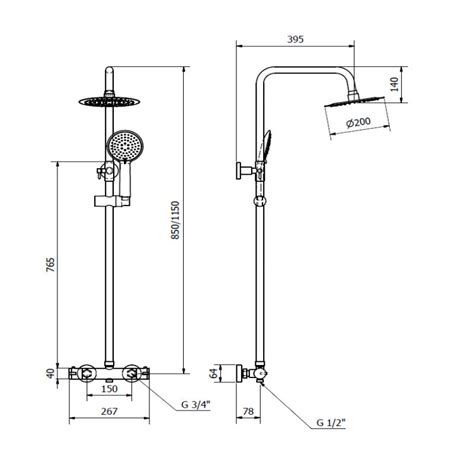 Kartell Option Thermostatic Exposed Bar Shower With Overhead Drencher