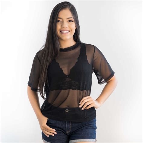 Blusa Feminina Transparente Preta Como Usar A Blusa De Telinha