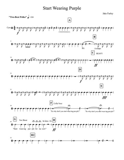 Start Wearing Purple Cymbals Sheet Music