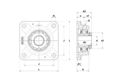 Snr Ukfe H Metric Four Bolt Square Cast Iron Flange Housing Insert