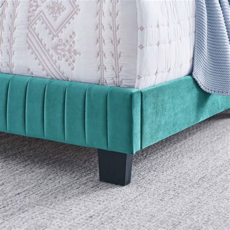 Modway Celine Channel Tufted Performance Velvet Queen Bed In Teal Green