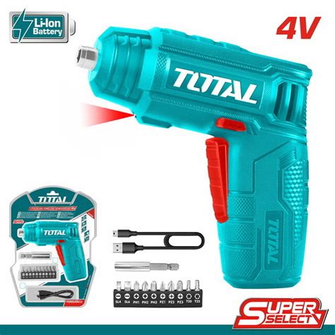 TOTAL Lithium Ion Cordless Screwdriver 4V TSDLI0402