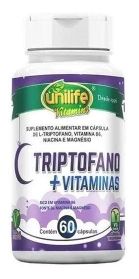 L Triptofano Vitamina B6 Niacina e Magnésio 60 Cápsulas Unilife