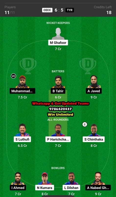 Cecc Vs Tyr Th Match Dream Team Fantasy Prediction