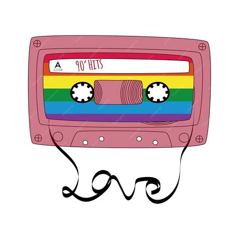 Premium Vector Red Retro Tape Cassette Vintage Audio Mixtape In Doodle Style Isolated On A