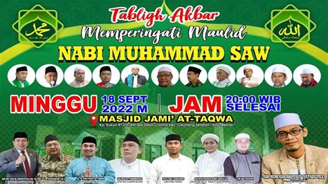 LIVE STREAMING TABLIGH AKBAR Masjid Jami AT TAQWA 18 September 2022