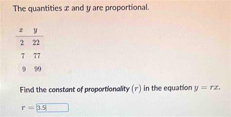 Solved The Quantities X And Y Are Proportional Find The Constant Of