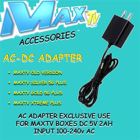 Ac Adapter For Max Tv Boxes Dc 5v 2a Input 100 240v Ac Max Tv Power Supply Ebay