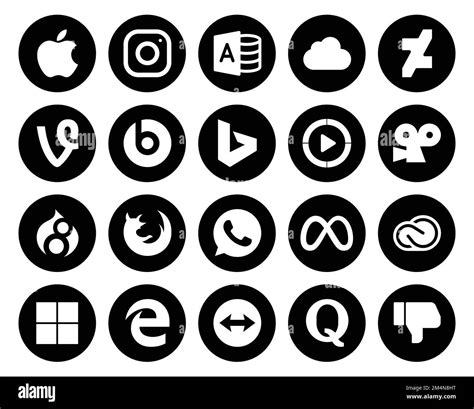 20 Social Media Icon Pack Including Creative Cloud Meta Windows Media