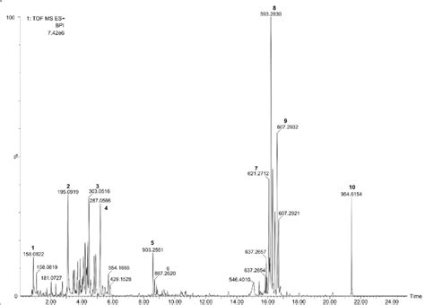 UPLC ESI Qtof MS Analysis Profile Of Bioactive Fraction Of Camellia